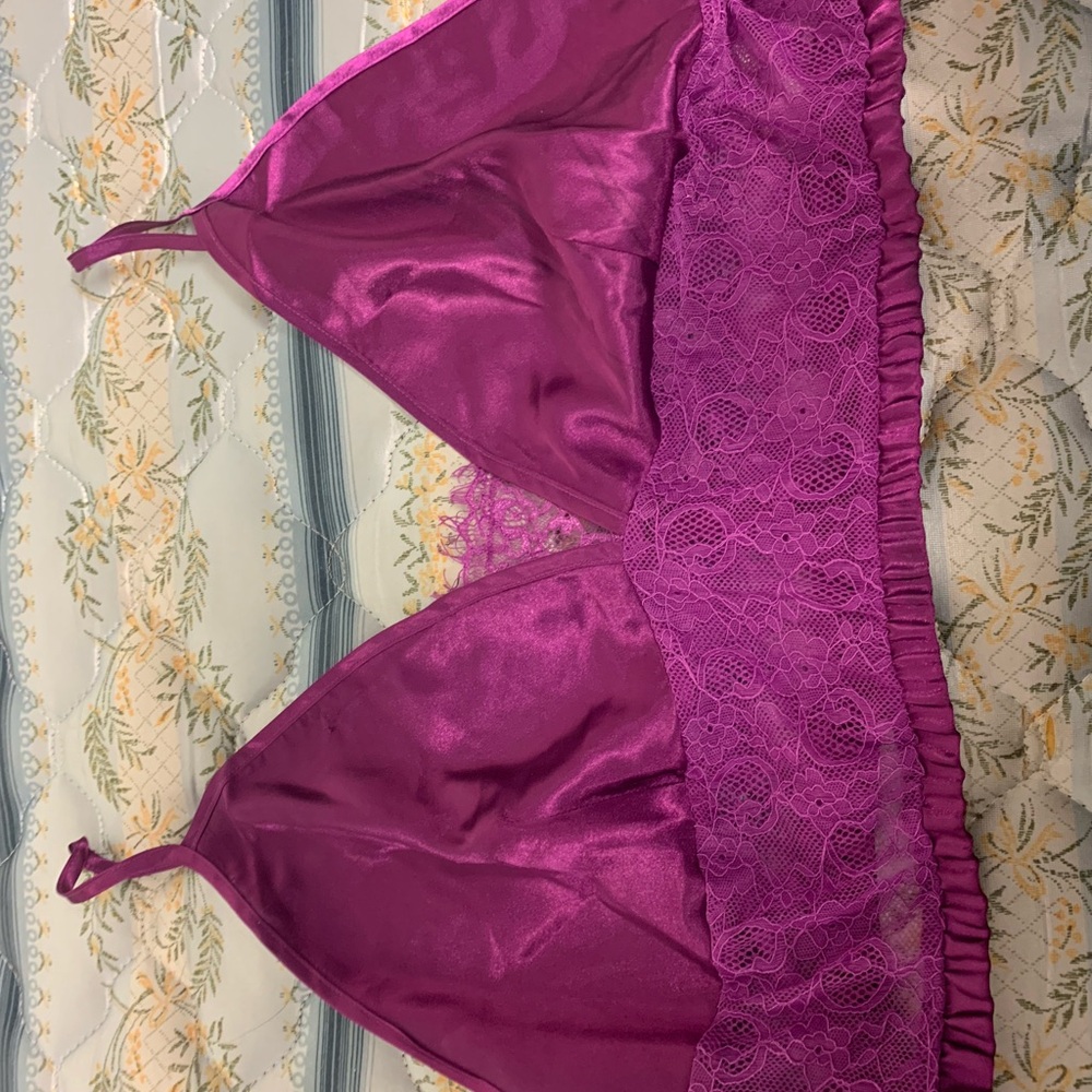 Frederick's of Hollywood Satin and Lace Bralette in purple  large size